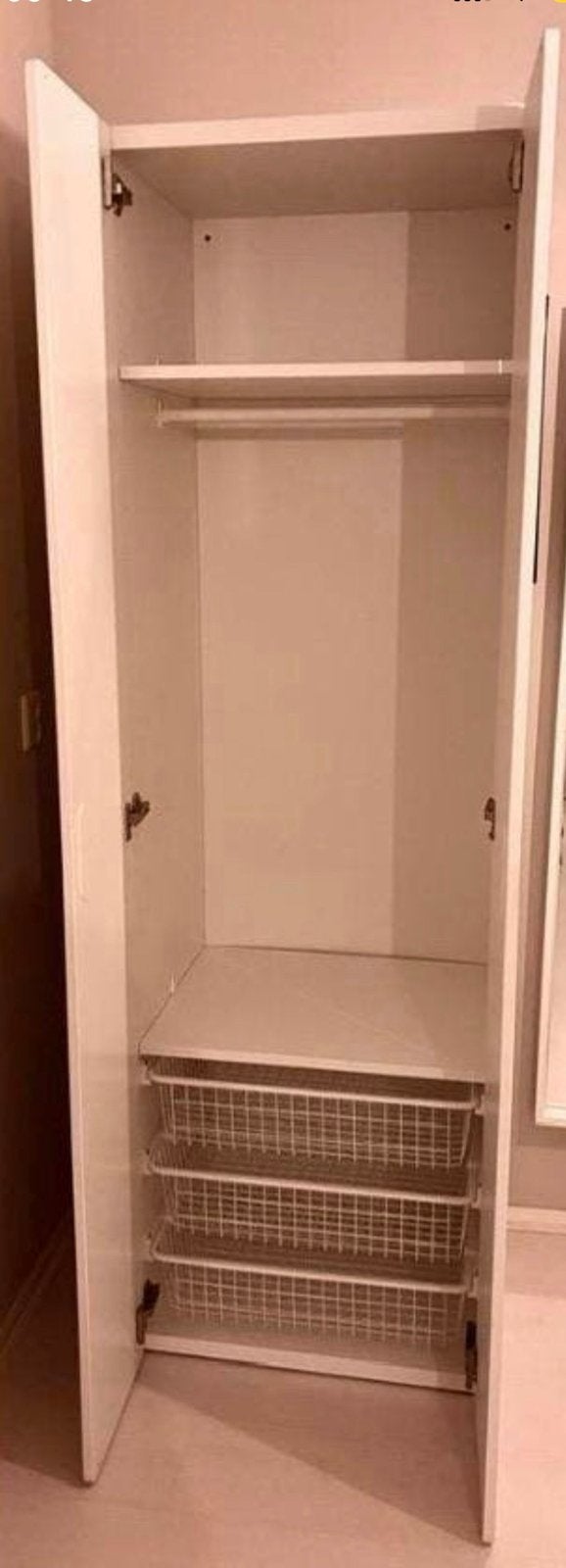 IKEA PLATSA Kast met 2 deuren en 2 draadmanden, wit, Ophalen, Kunststof, 50 tot 100 cm, Zo goed als nieuw