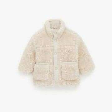 Baby teddy jas met zakken ecru winterjas vest top maat 86, Gebruikt, Jongetje of Meisje, Ophalen of Verzenden, Zara