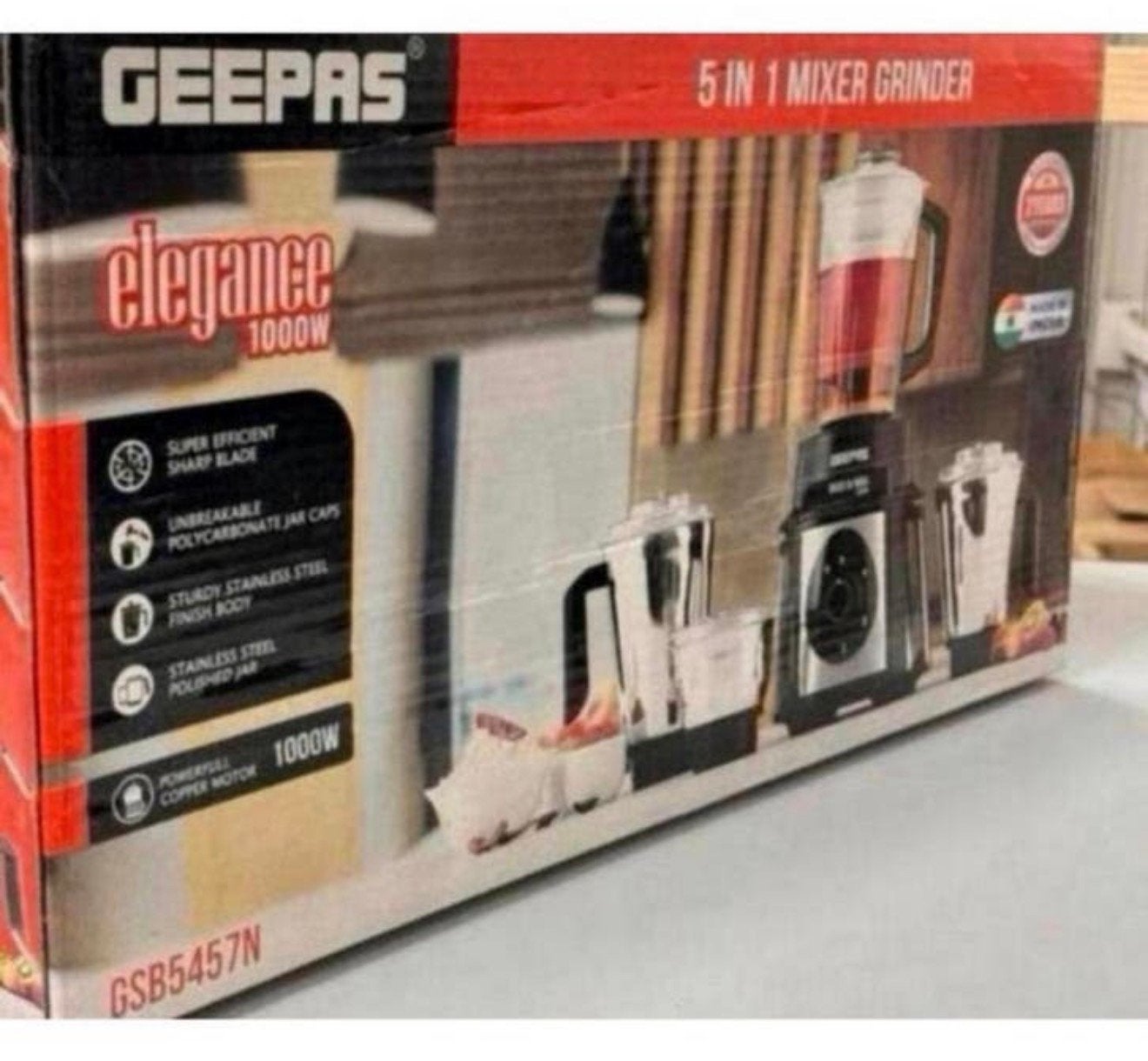 1000W SET 5-in-1 Mixer Blender Juicer 1.5L + bekers rvs, Nieuw, 3 snelheden of meer, Ophalen of Verzenden, H