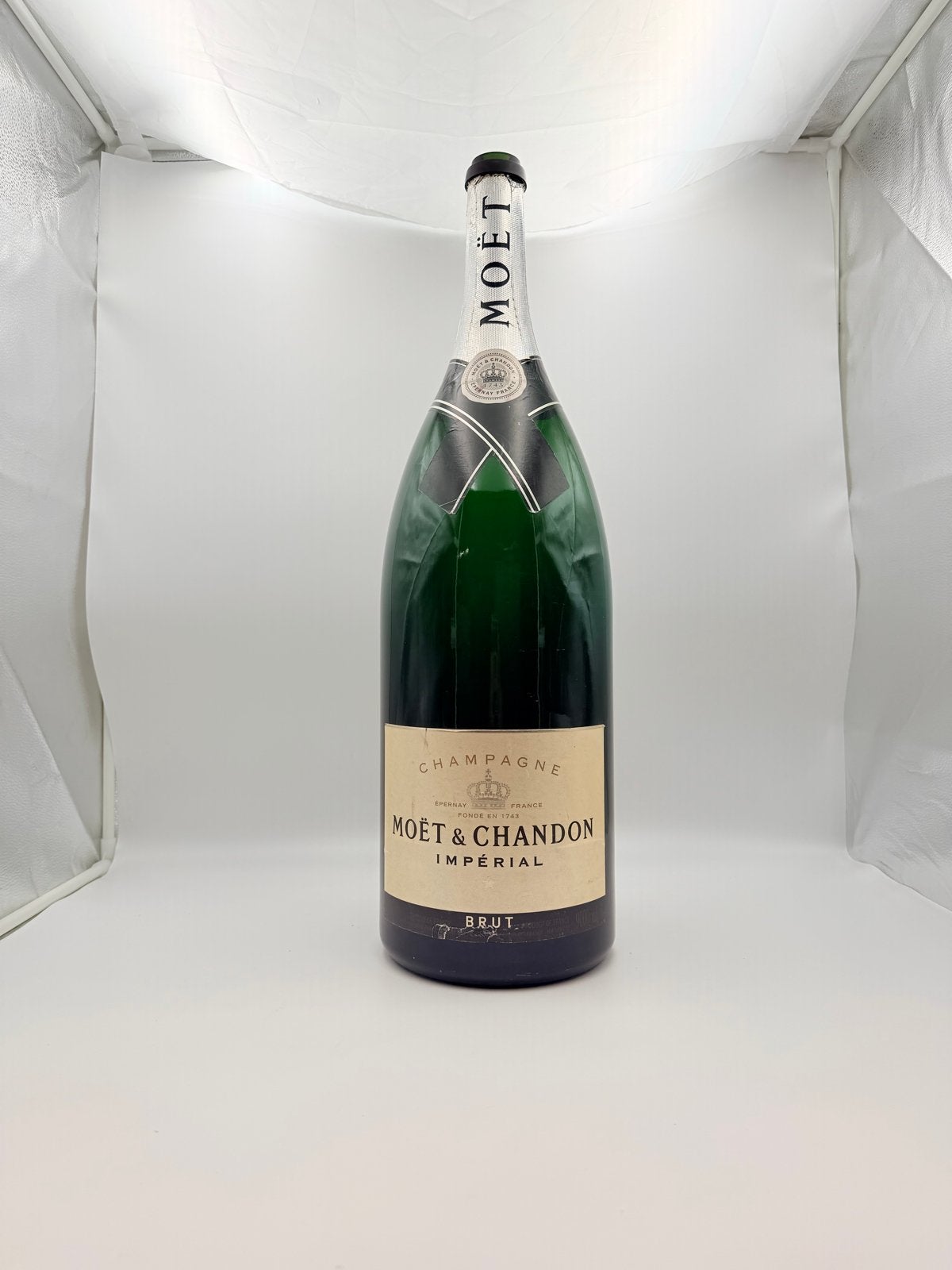 Grote Moët & Chandon Champagnefles (9L) - Decoratie, Ophalen of Verzenden, Gebruikt, Groen, Glas