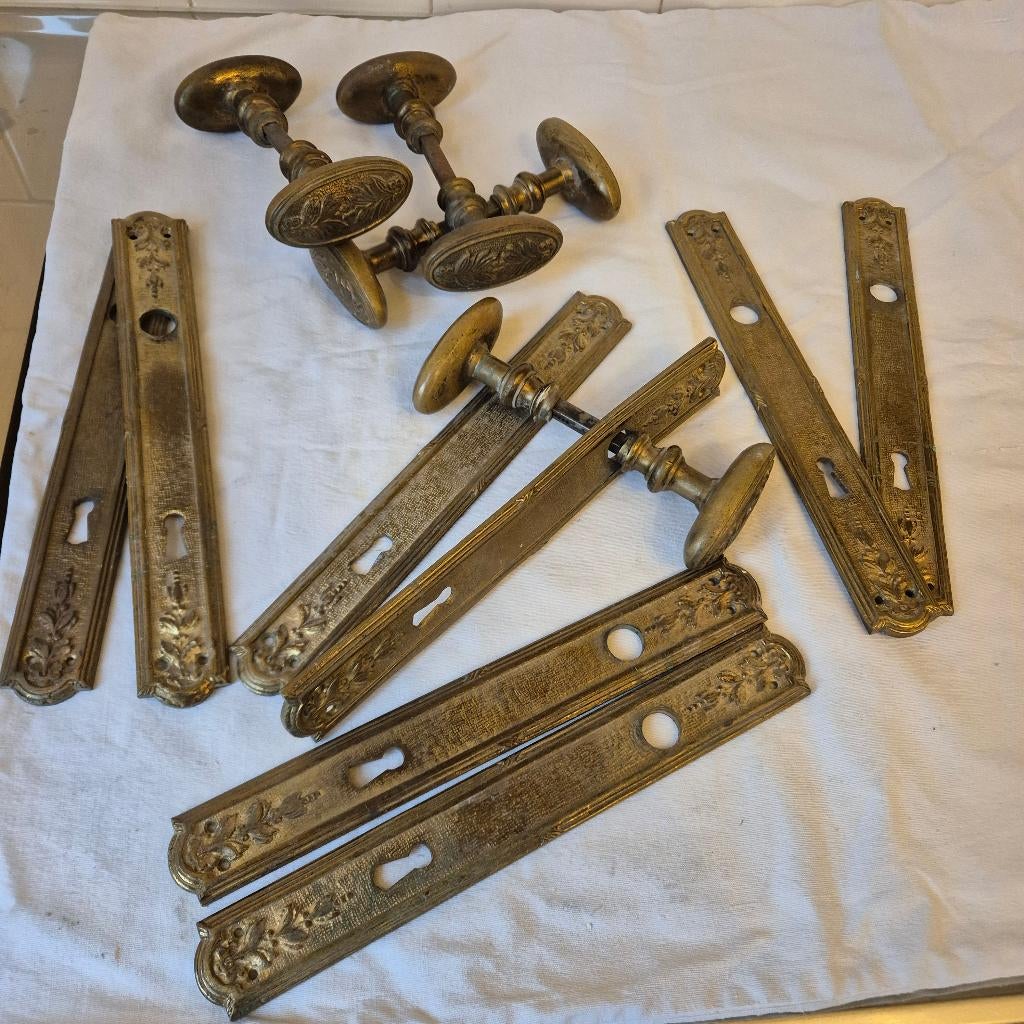 4 sets kasteel klinken, antieke deurklinken grote ovale knop, Antiek en Kunst, Ophalen of Verzenden