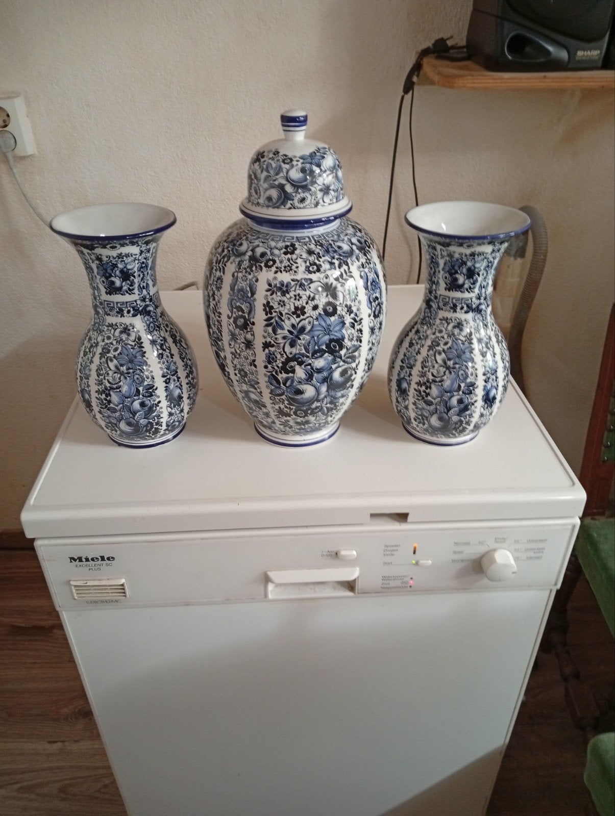 Prachtig Delfts Blauw vazen en pot set, Ophalen of Verzenden