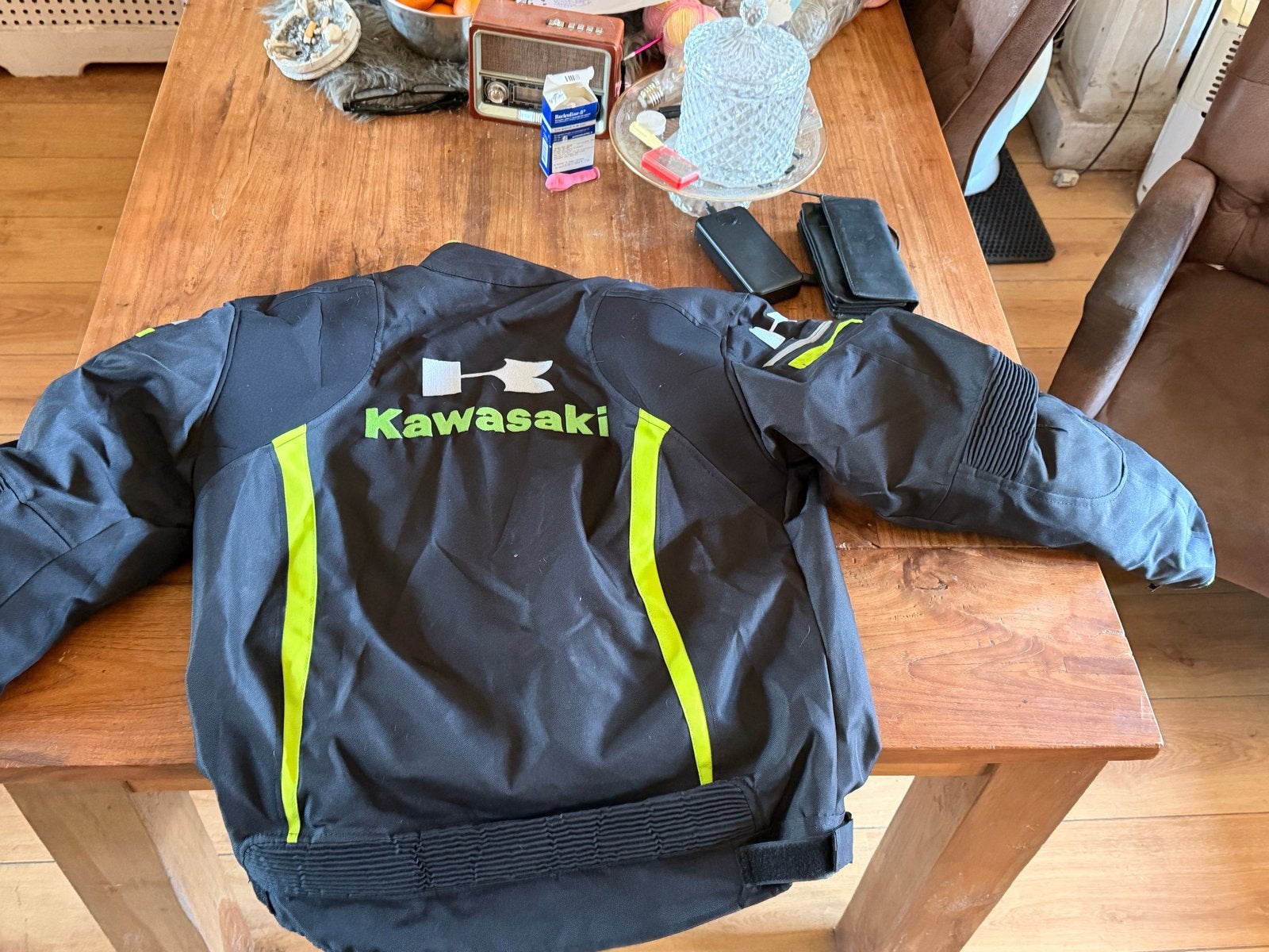 Kawasaki Motorjas Textiel Zwart/Neon Groen XXXL, Motoren, Ophalen of Verzenden, Tweedehands, Heren, Jas | textiel