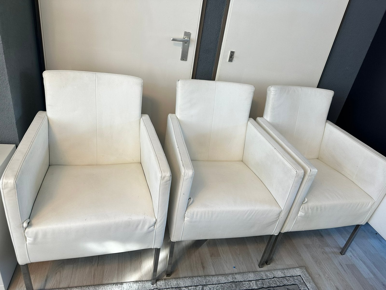 Lederen stoelen  Gelderland lucca 4 stuks creme wit, Huis en Inrichting, Stoelen, Ophalen, Wit, Leer, Zo goed als nieuw