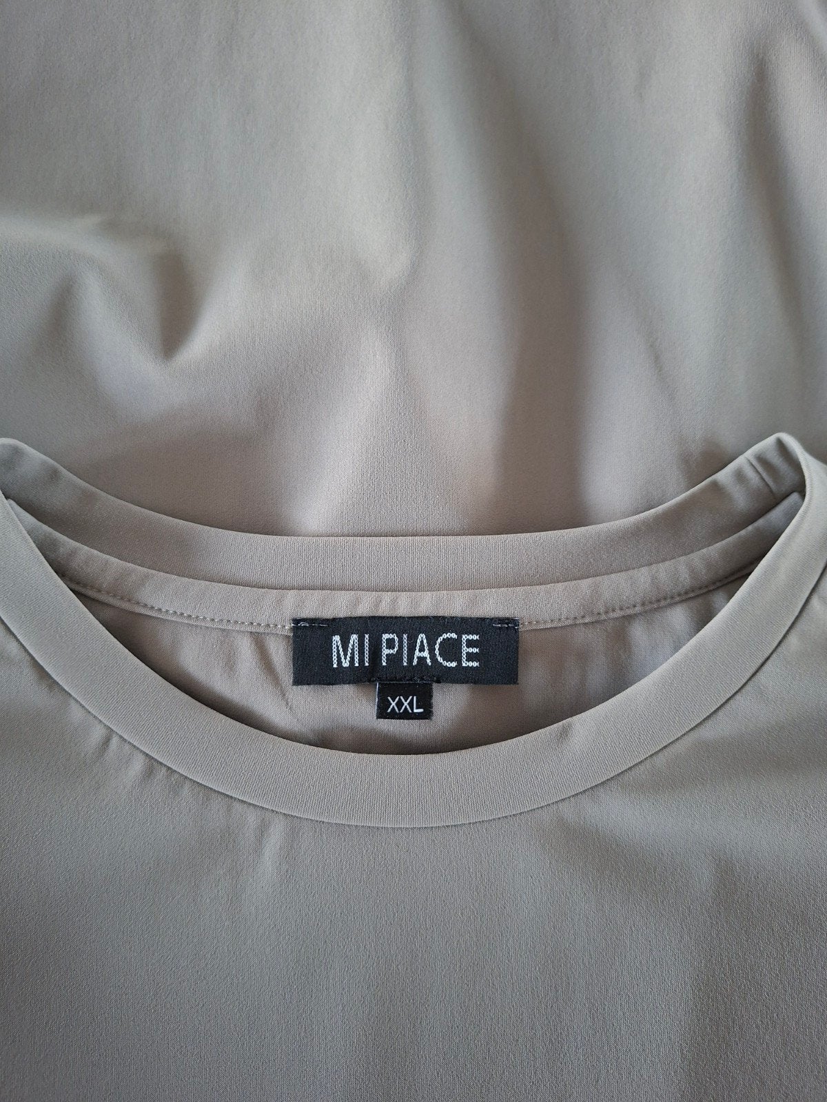 mi piace taupe beige shirt top 44 xxl travel travelstof, Mi Piace, Bruin, Maat 42/44 (L), Nieuw