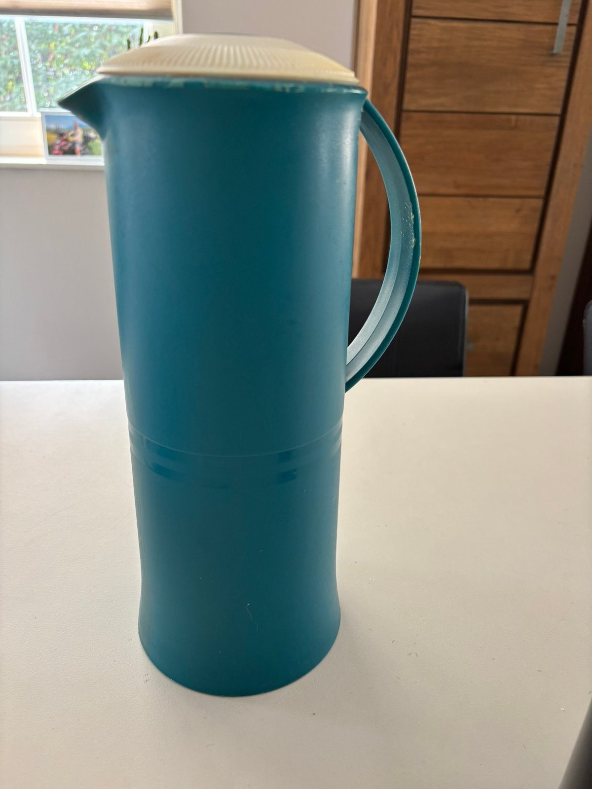 Tupperware thermoskan, Ophalen of Verzenden, Gebruikt, Blauw, Beker of Kan