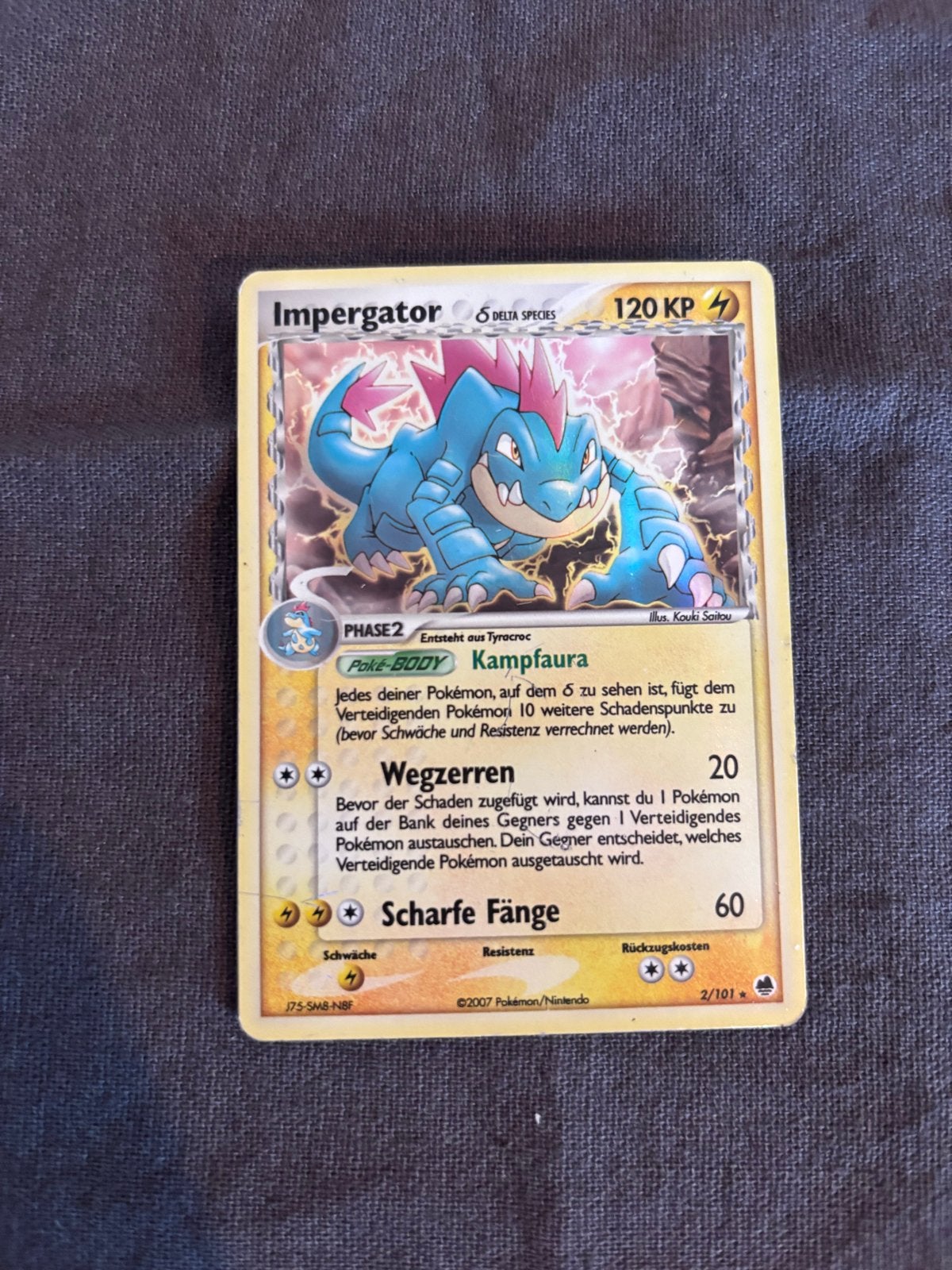 Impergator Pokémon Kaart Delta Species Foil duits, Ophalen of Verzenden, Gebruikt, Losse kaart, Foil