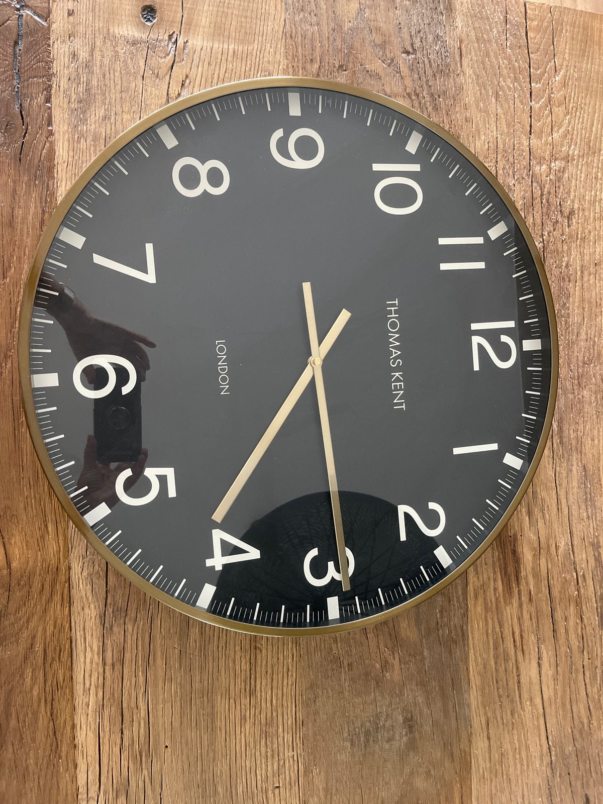 Thomas Kent London Wandklok - Zwart met goud, Ophalen, Wandklok, Analoog, Werkt op batterijen