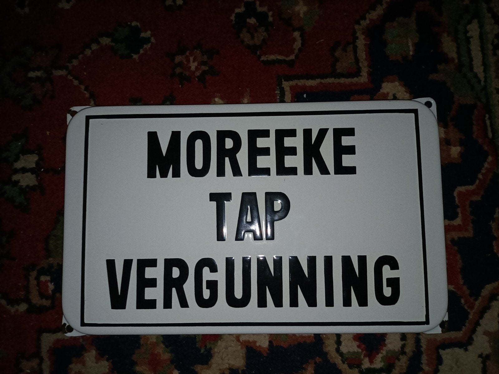 Emaille bord "Moreeke Tap Vergunning" BIER, Ophalen of Verzenden