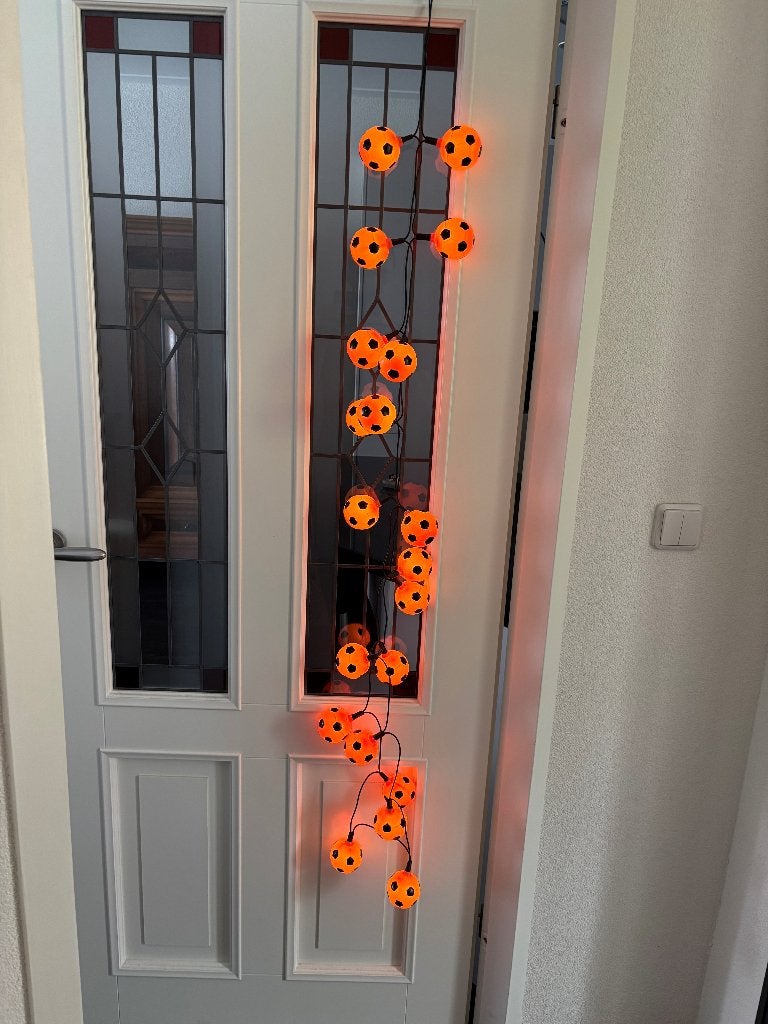 Oranje voetbal verlichting snoeren, Ophalen, Nieuw, Versiering, Oranje of Koningsdag