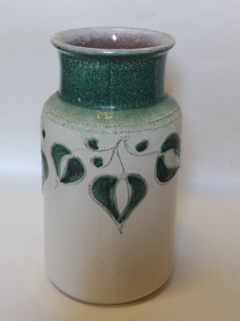 Strehla W. Germany vaas 1488 groen / ecru H 21 cm, Ophalen, Huis en Inrichting