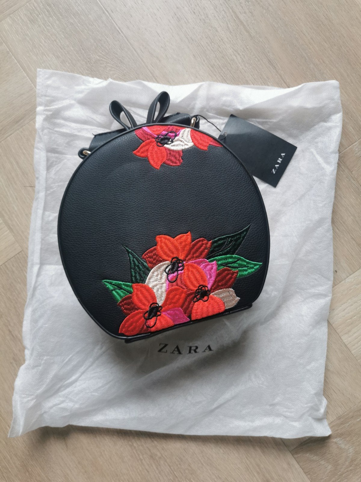 ZARA tas met borduursel, Verzenden, Nieuw, Zwart, Schoudertasje