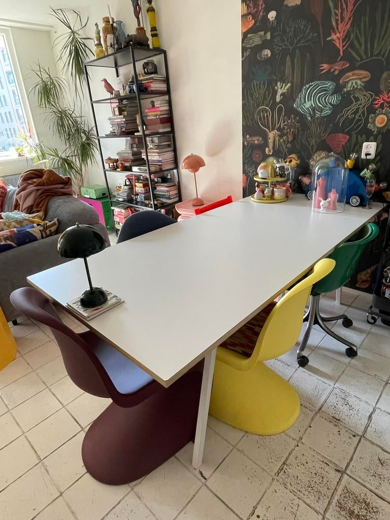 Witte Hay loop stand tafel (200x92.5 cm), Huis en Inrichting, Tafels | Eettafels, Zo goed als nieuw, 50 tot 100 cm, 200 cm of meer