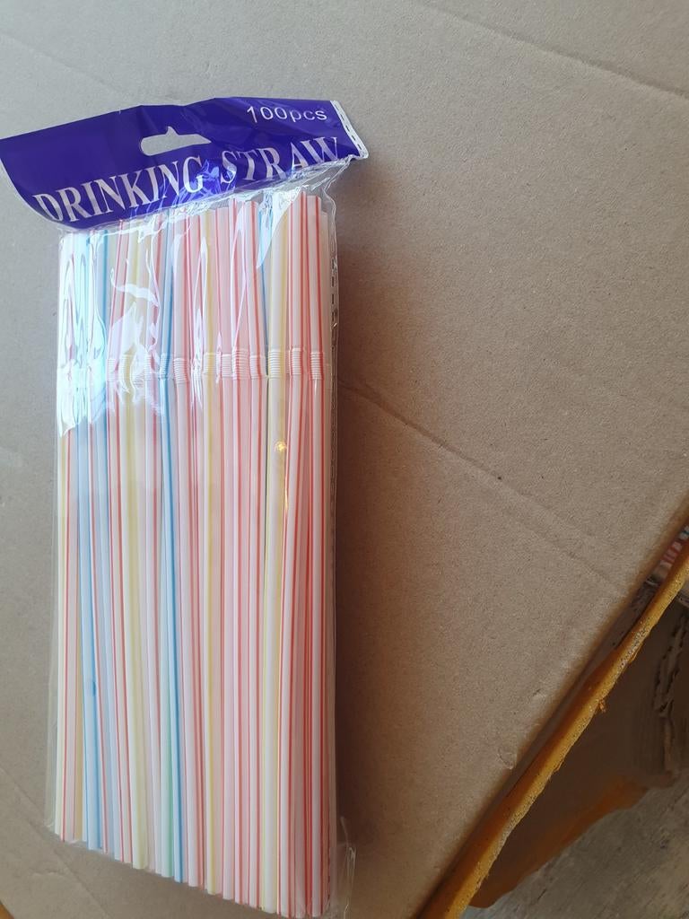 100 stuks gekleurde plastic rietjes, Overige typen, Kunststof, Nieuw, Ophalen of Verzenden