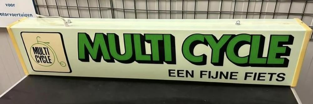 Vintage Multi Cycle lichtbak, lichtreclame, reclamebord🚲, Ophalen, Gebruikt, ., Lichtbak of (neon) lamp
