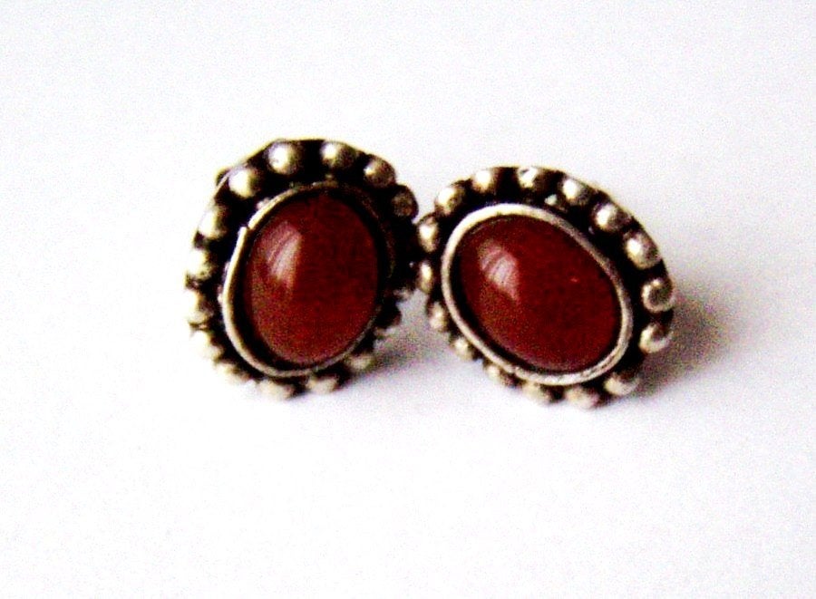925 Zilveren oorstekers oorbellen met Carneool, Ophalen, Zilver, Oorbellen, Met edelsteen
