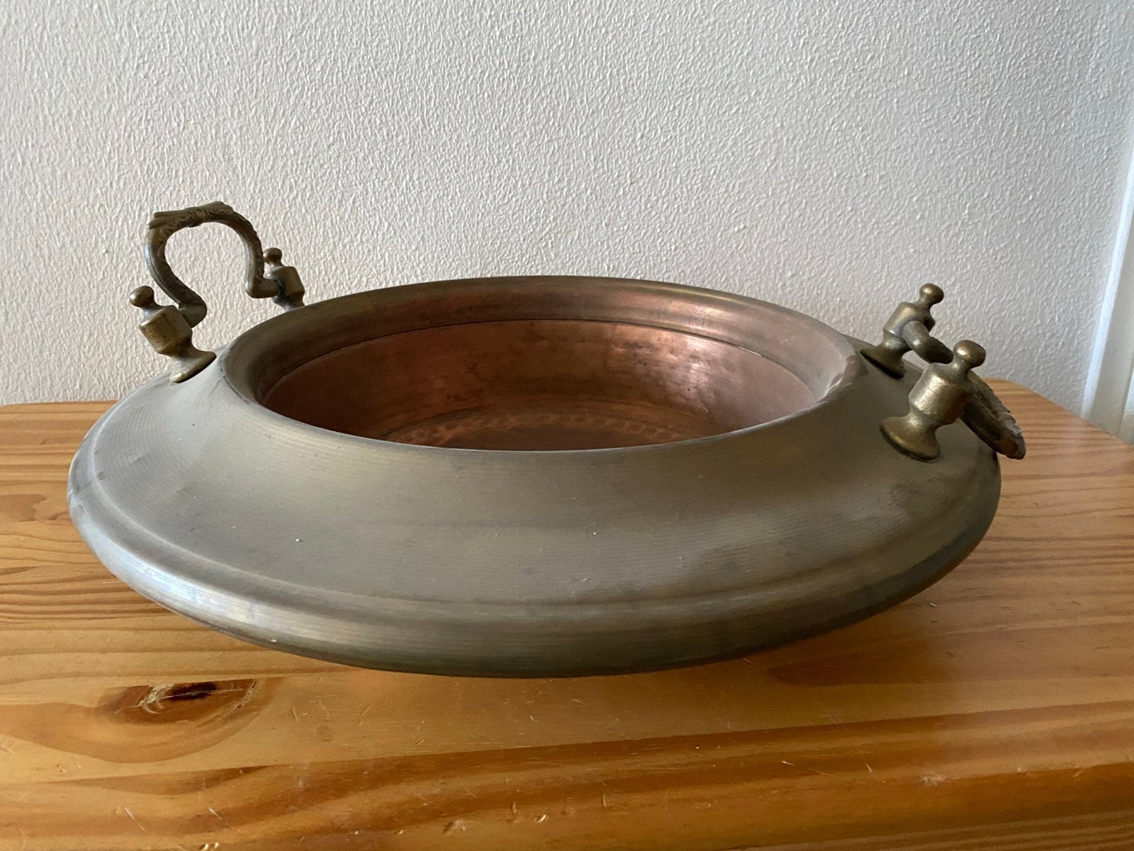 Antiek Koperen Schaal brons Bronzen Handvatten koper, Ophalen of Verzenden, Koper