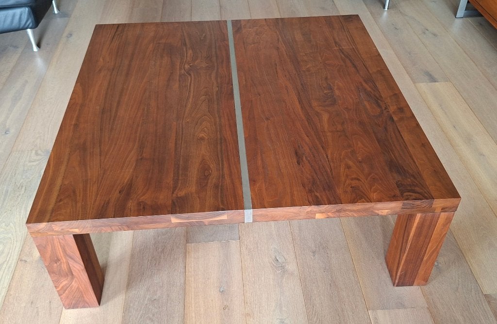 Massief noten geoliede Salontafel van Bert Plantagie, Ophalen, Vierkant, Zo goed als nieuw, Modern