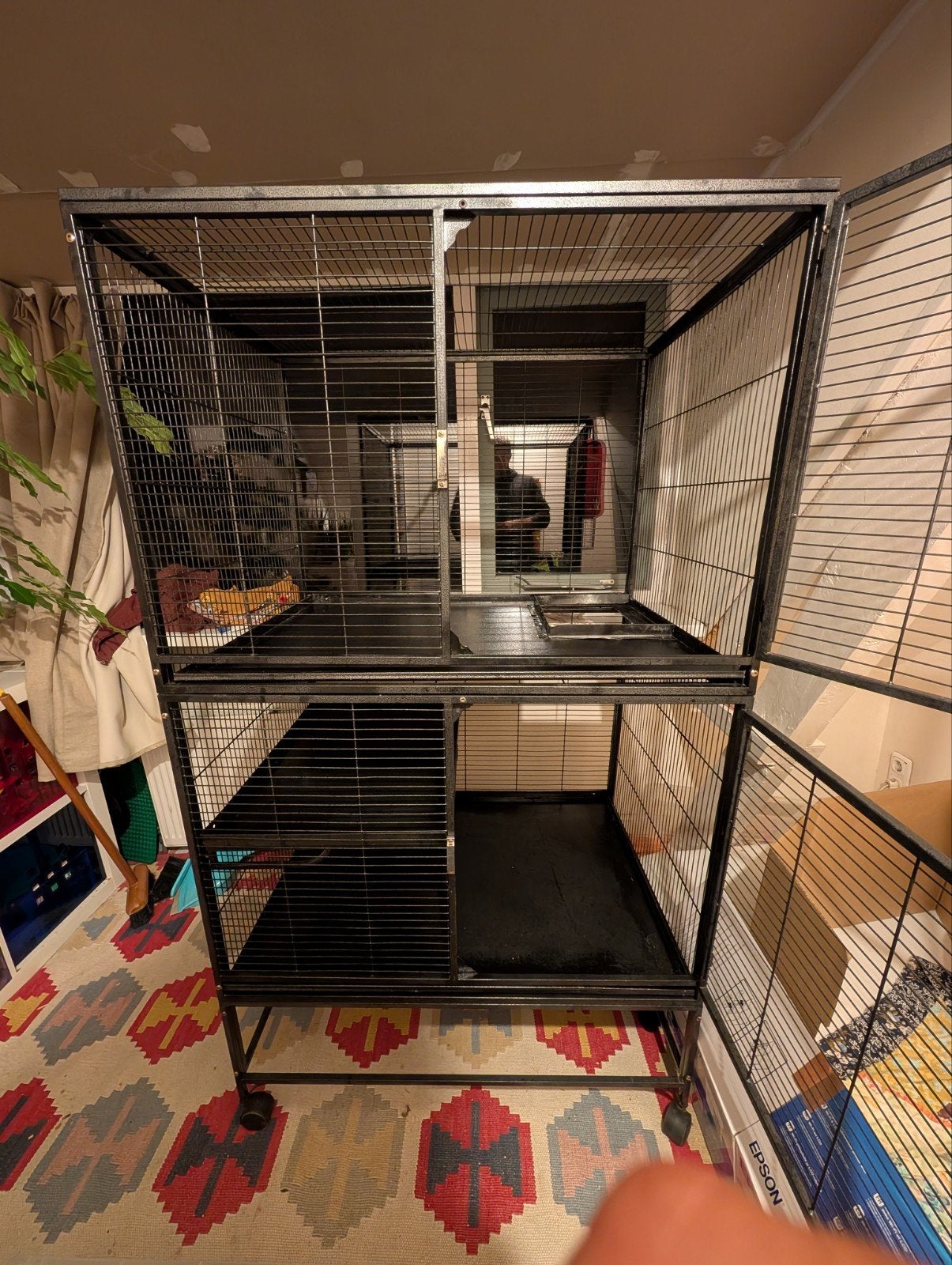 Ruime dubbele rattenkooi met uitschuifbare lades (125x90x, Dieren en Toebehoren, Ophalen, Kooi, 90 cm of meer, Chinchilla