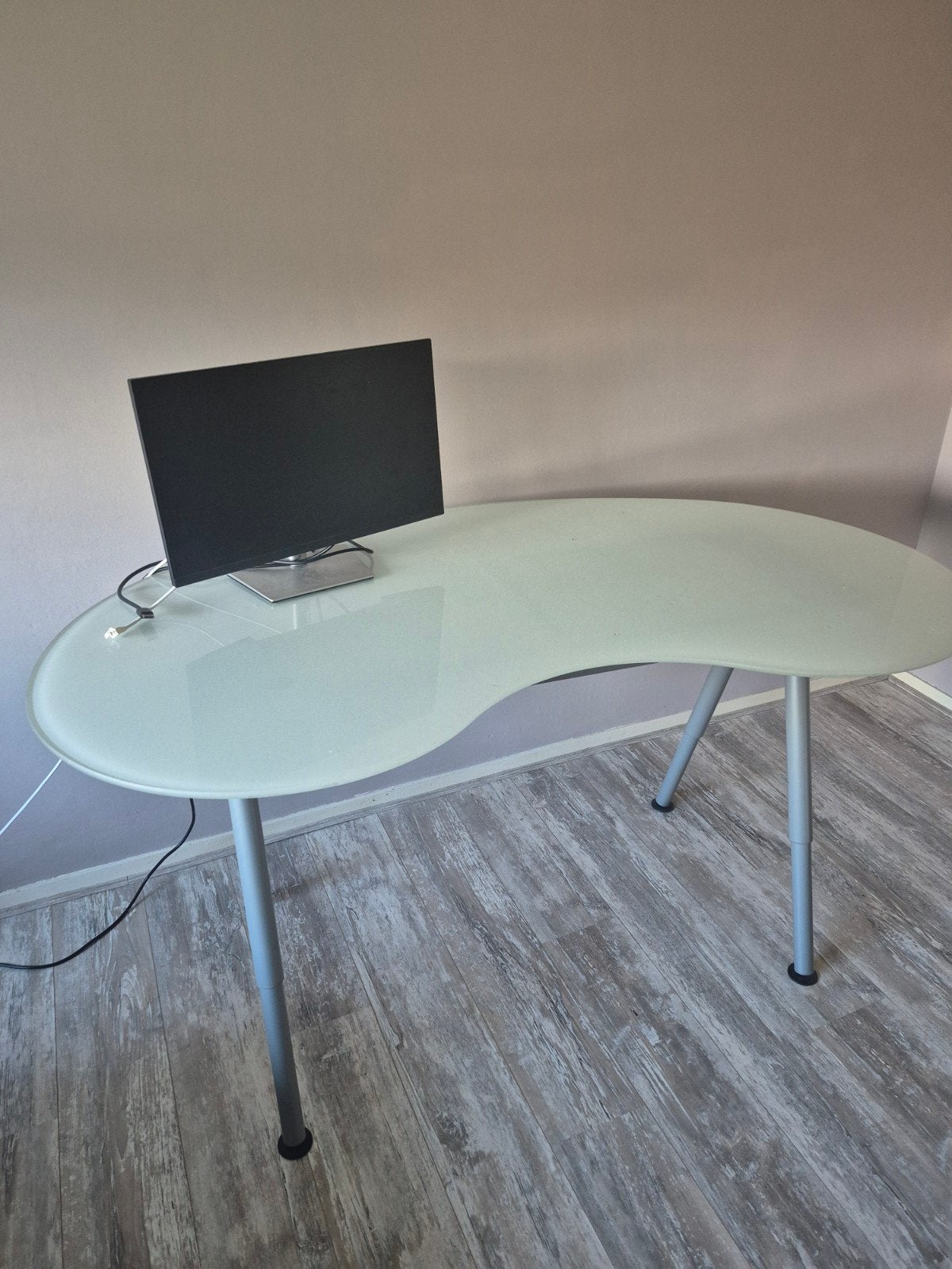 in hoogte verstelbaar bureau met melkglazen plaat, Ophalen, In hoogte verstelbaar, 70 cm, 165 cm