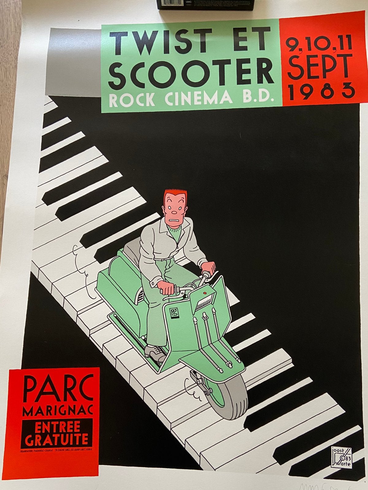 Joost Swarte - Twist at Scooter affiche - Gesigneerd, Antiek en Kunst, Kunst | Tekeningen en Foto's, Ophalen of Verzenden, Poster
