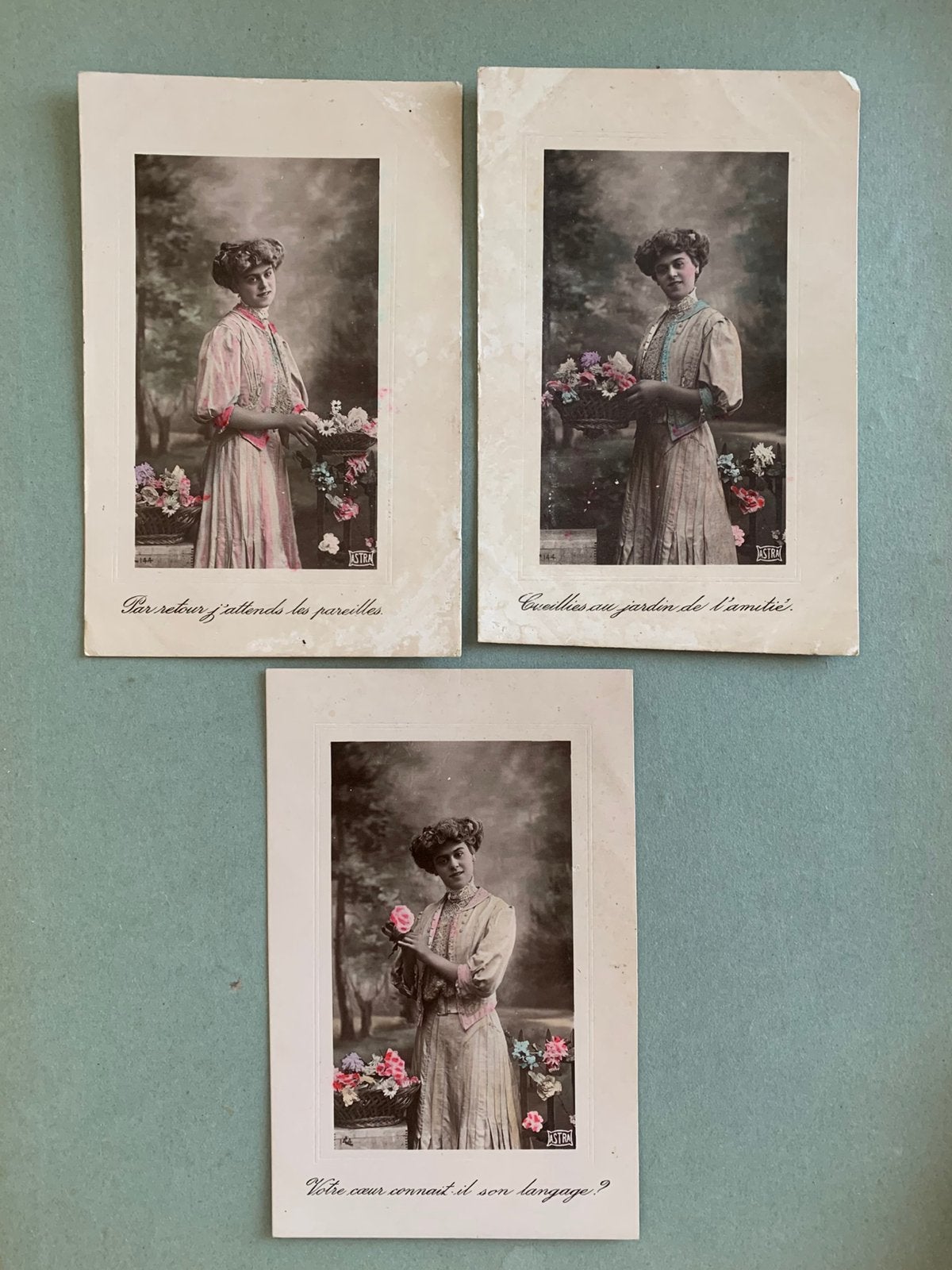 Dame met bloemen, Ophalen of Verzenden, Voor 1920, Gelopen, Overige thema's