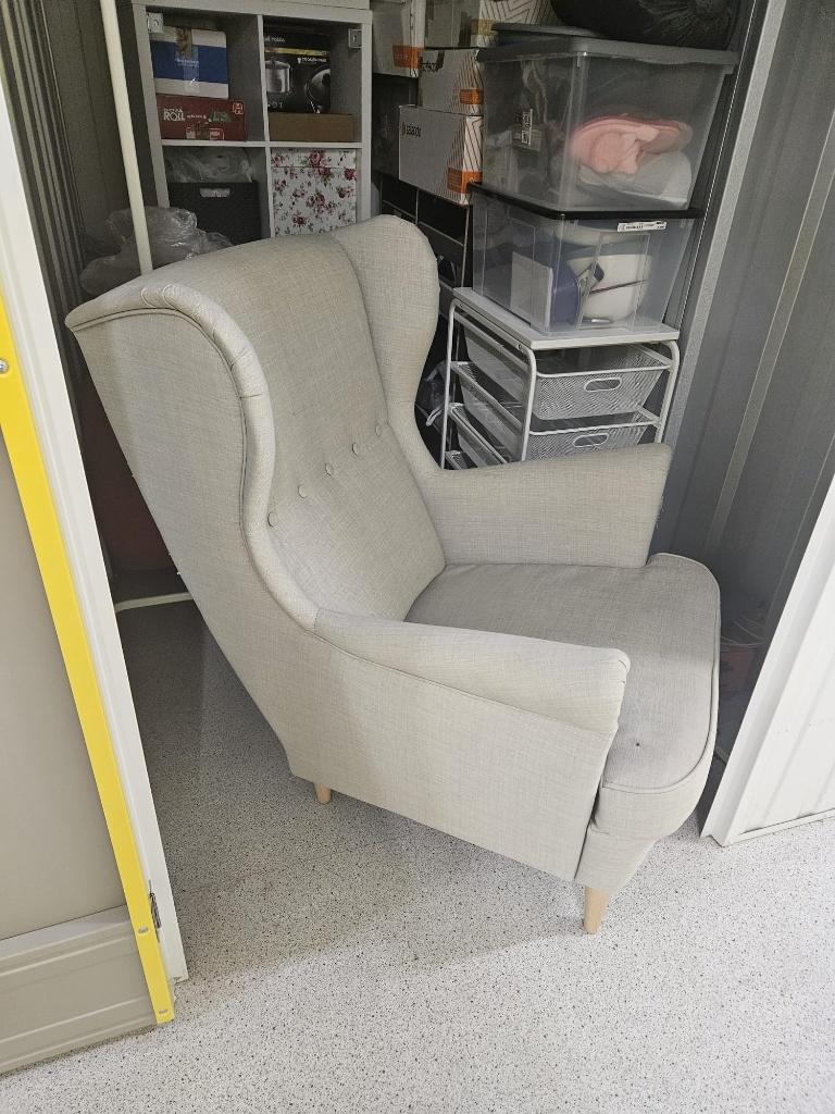 STRANDMON Wing Armchair Gray, Huis en Inrichting, Fauteuils, Ophalen, Gebruikt, Minder dan 50 cm