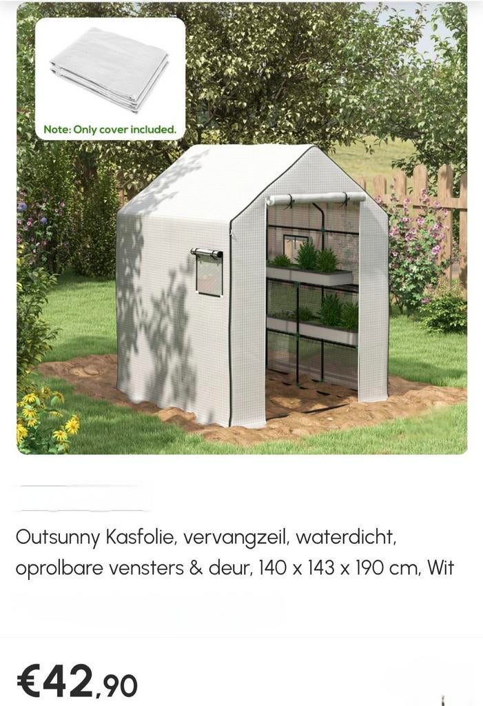 Outsunny Kasfolie, vervangzeil, waterdicht, wit, Overige materialen, Folie, Ophalen of Verzenden, Kweekkas