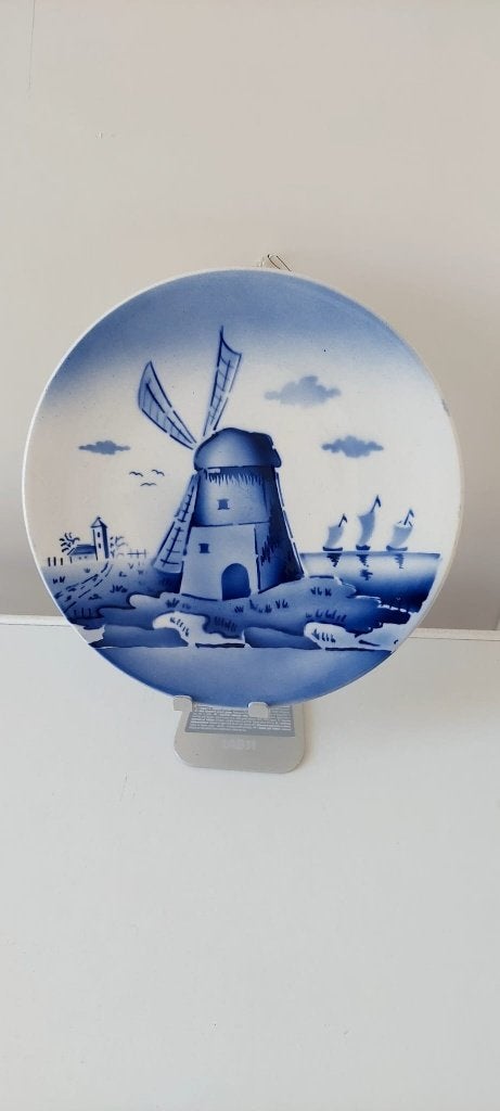 L Wieken Vintage Delfts blauw wandbord bord Holland 21 cm, Verzamelen, Beelden en Beeldjes, Ophalen of Verzenden, Zo goed als nieuw