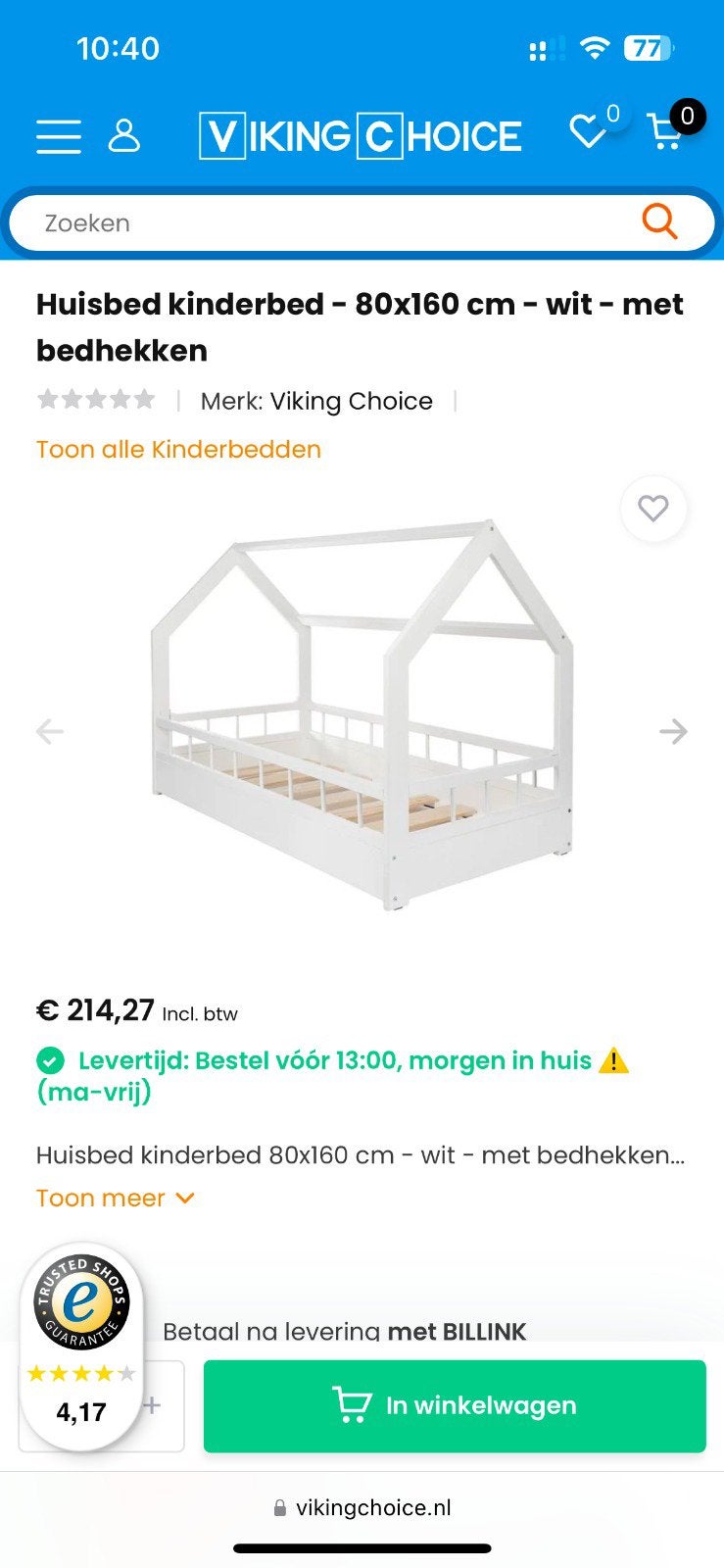 KinderBed, Ophalen, 90 cm, Eenpersoons, Zo goed als nieuw