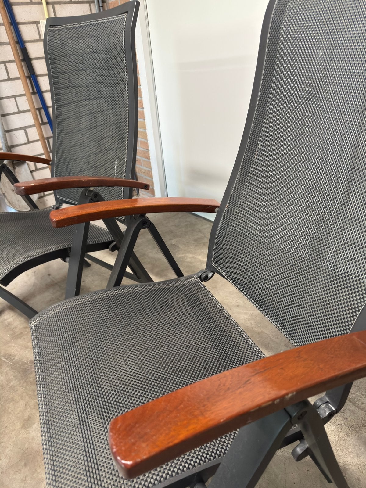2 Bellagio tuinstoelen inklapbaar en verstelbaar, Ophalen, Zo goed als nieuw, Aluminium, Verstelbaar
