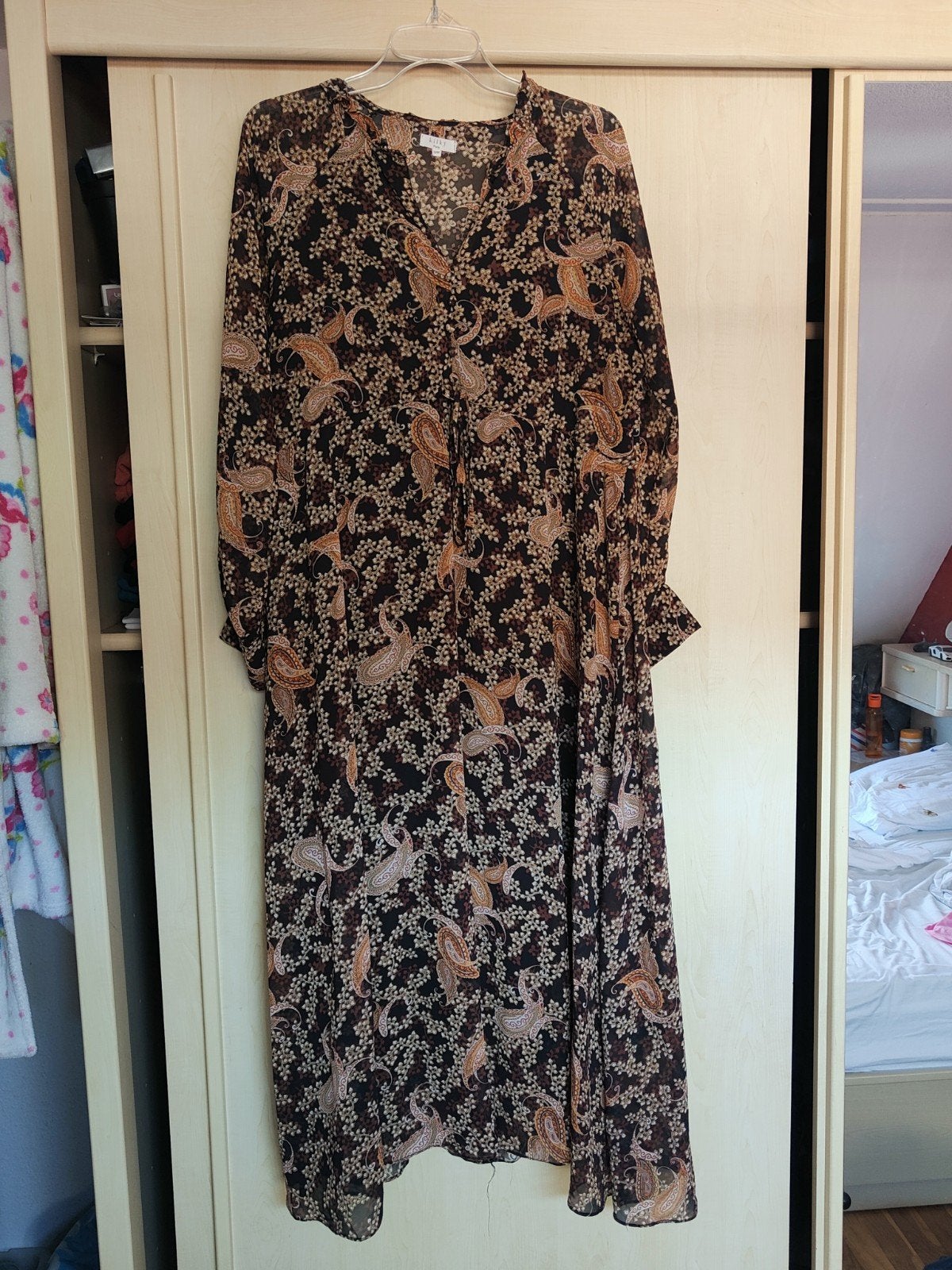 Vintage jurk - Paisley Print - Maat XL, Bruin, Maat 46/48 (XL) of groter, Ophalen of Verzenden, Gedragen