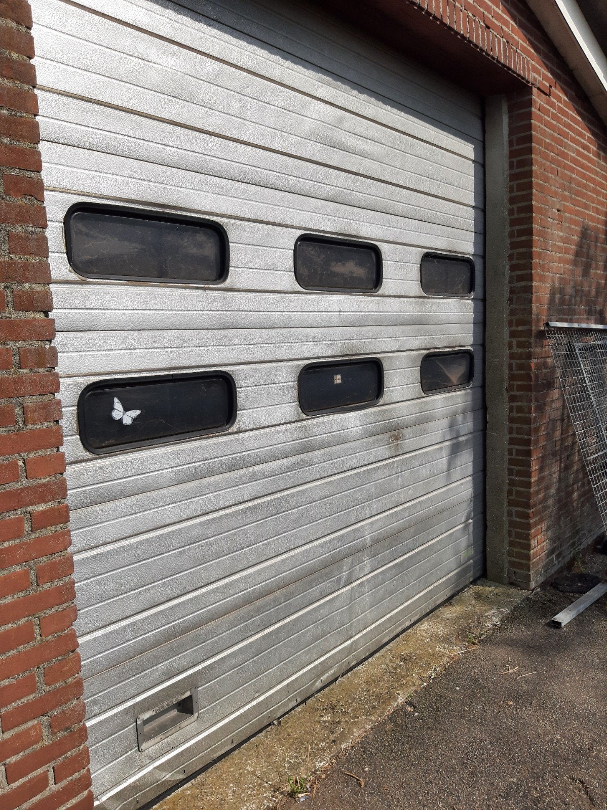 Gebruikte Garagedeur met Ramen, Doe-het-zelf en Verbouw, Ophalen, Gebruikt, Garagedeur, Metaal