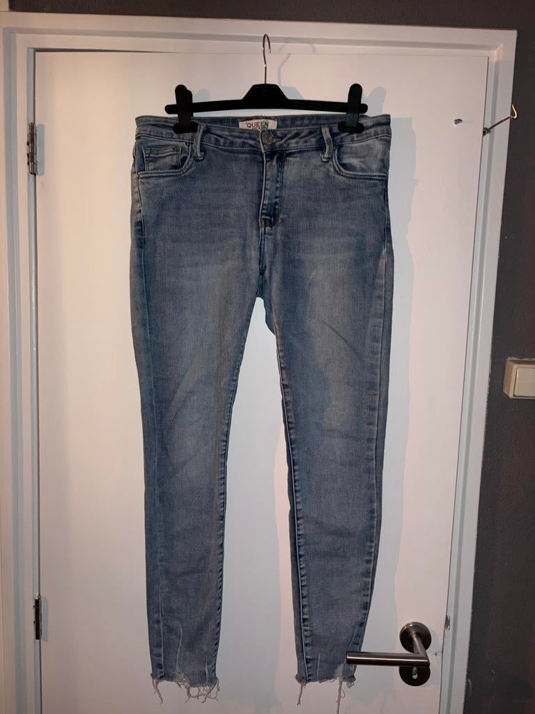 Queen hearts skinny jeans maat L, Ophalen of Verzenden, Gedragen, Blauw, Overige jeansmaten