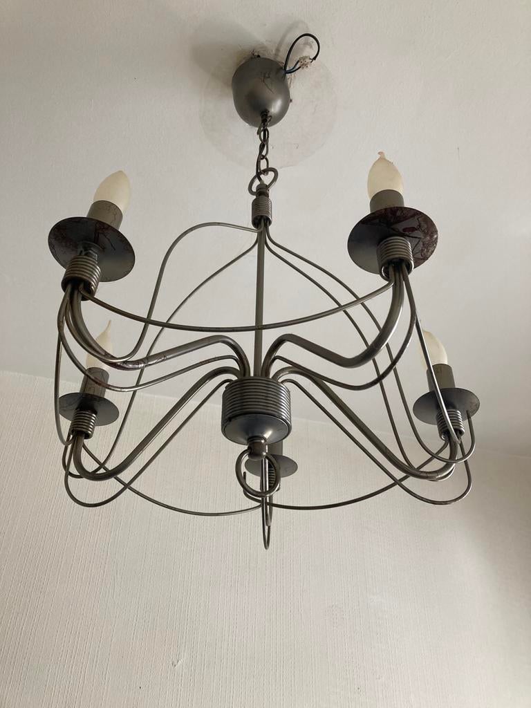 Metalen, stoere kroonluchter, Ophalen of Verzenden, Gebruikt, Metaal