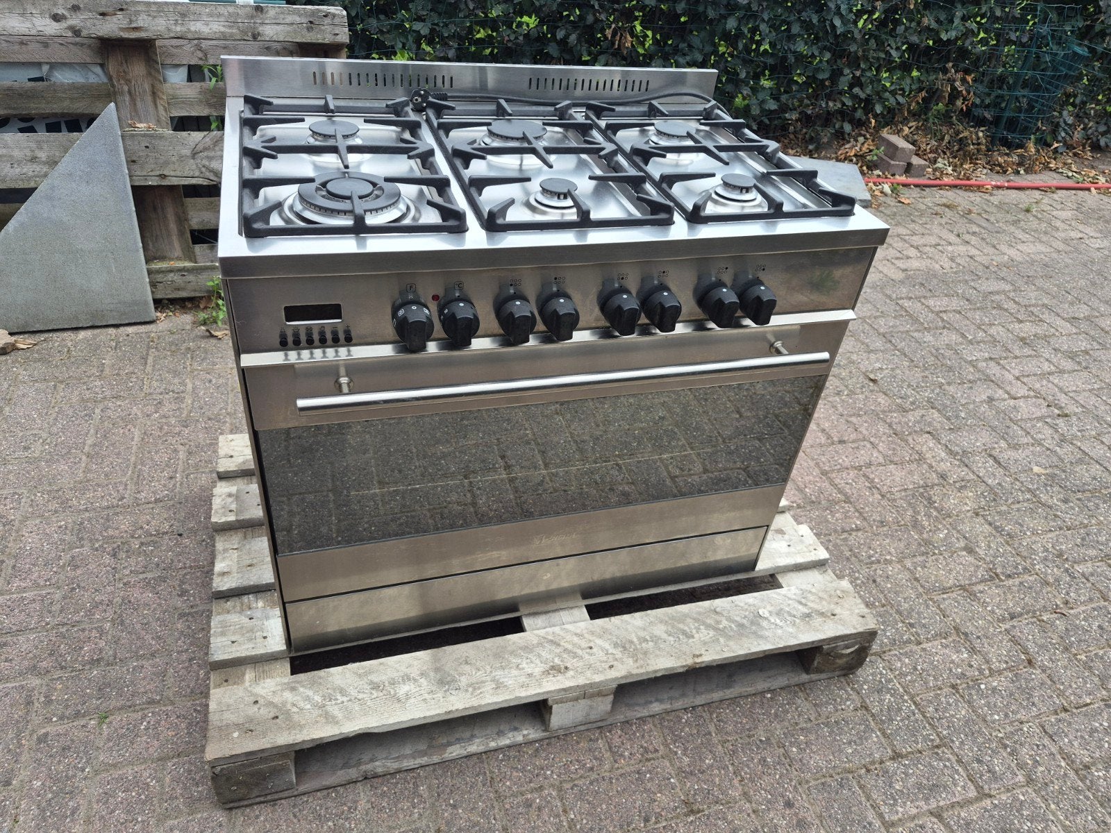 M-System Vrijstaand Gasfornuis met Oven - RVS, Ophalen, Gebruikt, 60 cm of meer, Gas