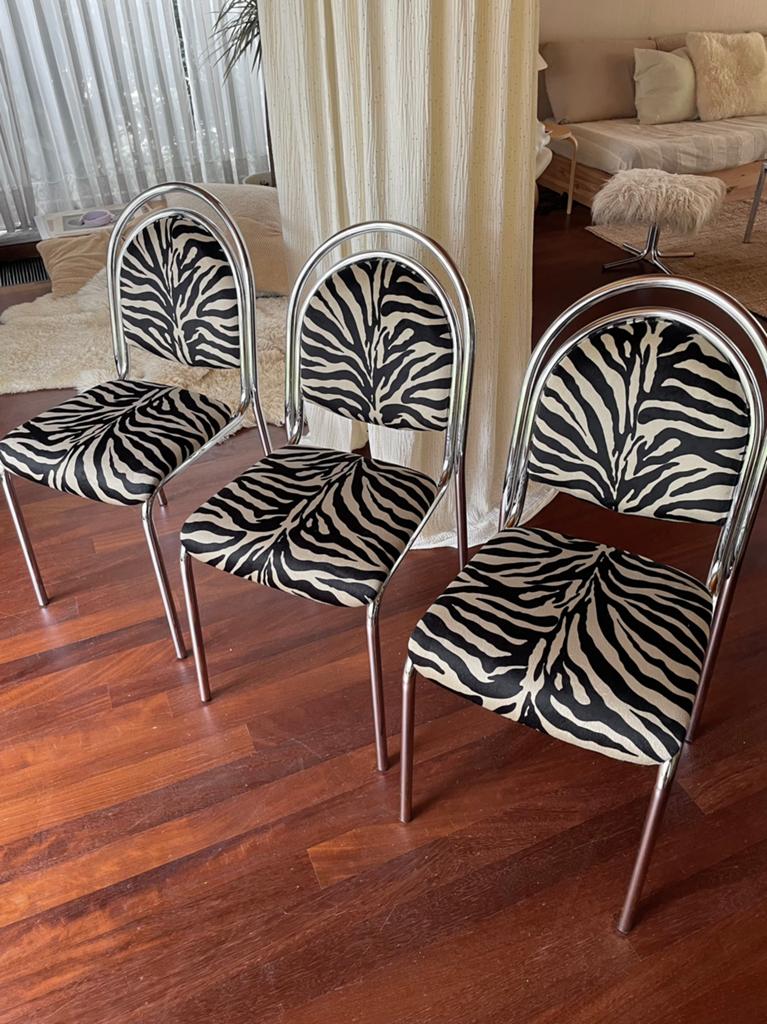 Vintage retro chroom stoelen, Ophalen, Zo goed als nieuw, Zwart, Eén