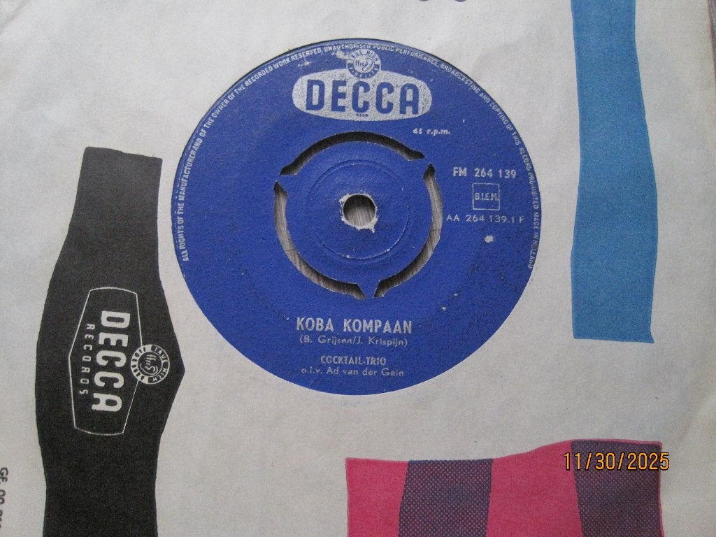 Cocktail Trio  -  Koba kompaan, Originele persing, 7 inch, Ophalen of Verzenden, Zo goed als nieuw