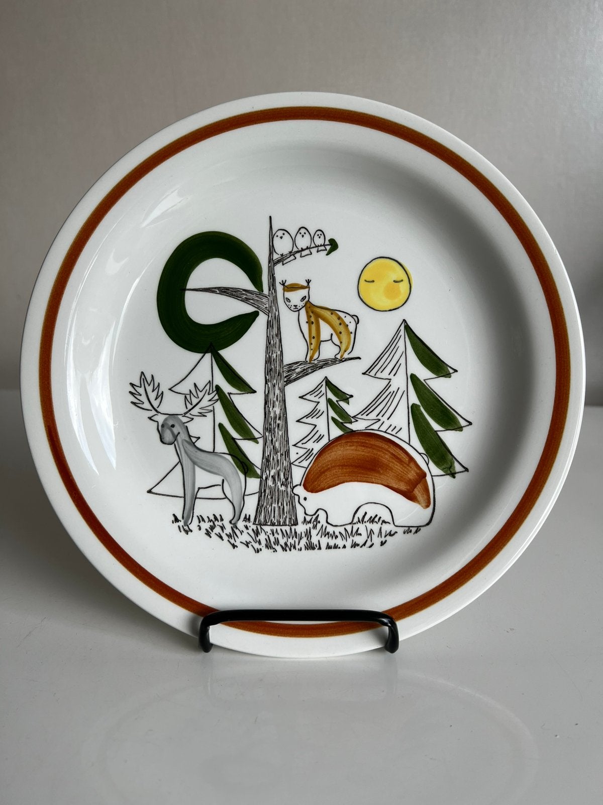 Vintage Rörstrand Skansen Kinderbord Bosdieren M.Westman 50s, Ophalen of Verzenden
