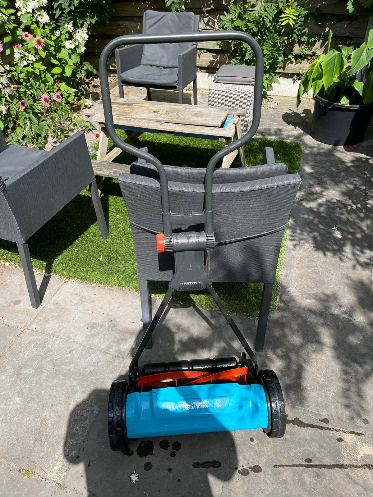 Gardena handgrasmaaier 400, Tuin en Terras, Grasmaaiers, Gebruikt, Handgrasmaaier, 30 t/m 39 cm, Kooimesmaaier, Ophalen