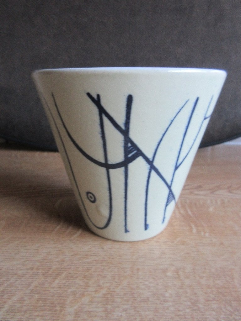 Bloempot geel pastel vintage retro Linur, Ophalen of Verzenden