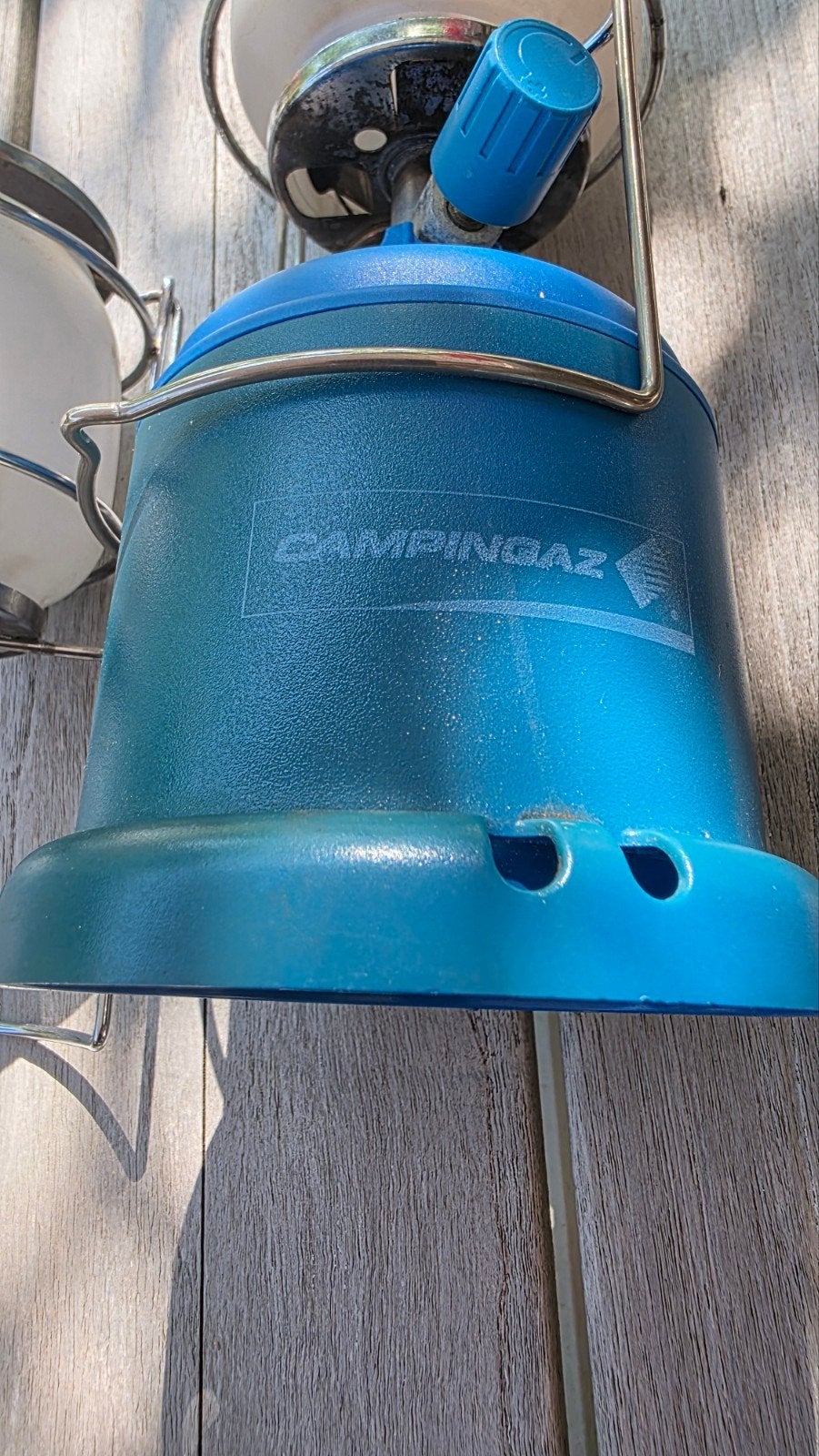 Campingaz lamp met extra opzetlamp, Ophalen, Zo goed als nieuw