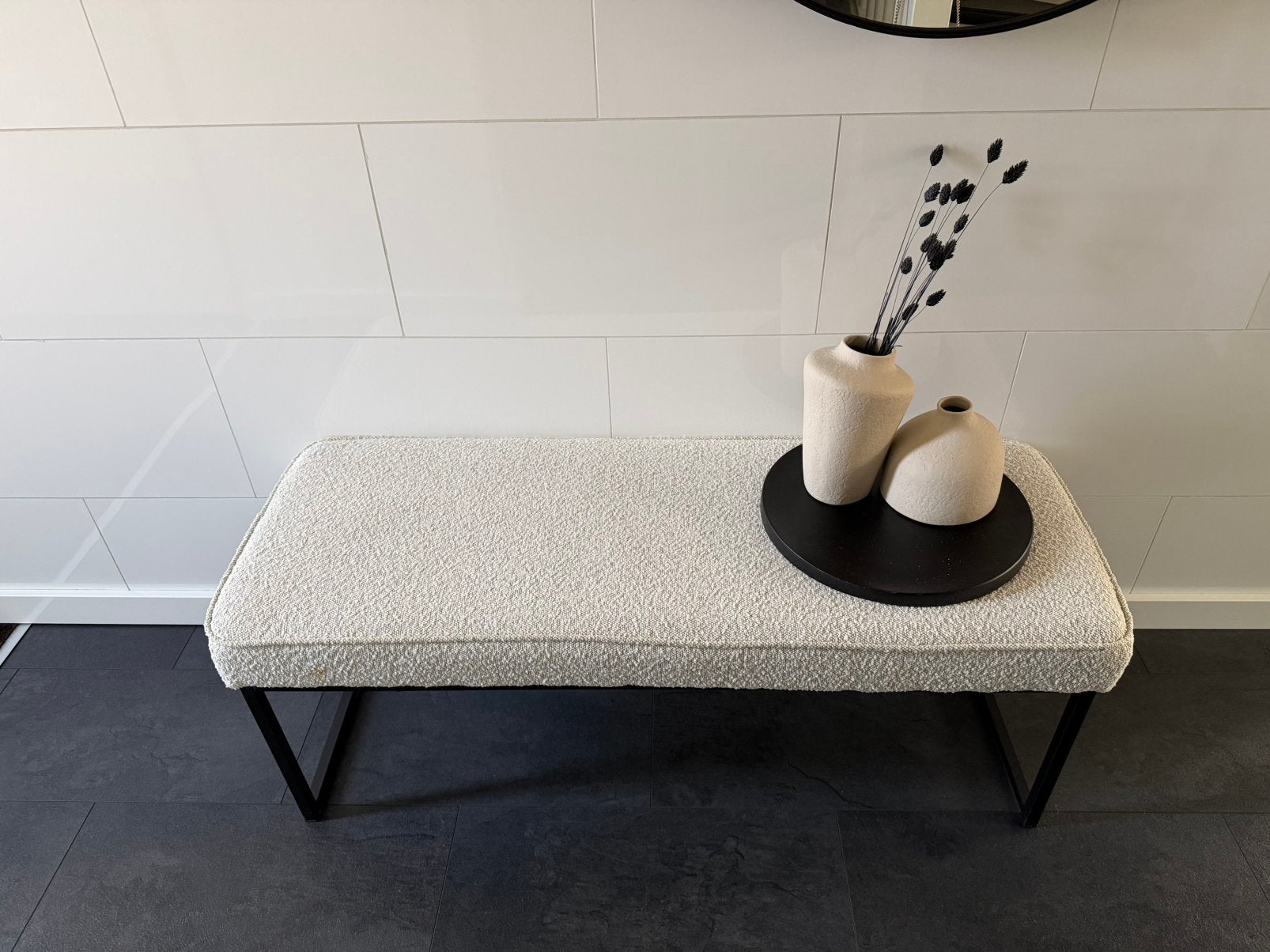 Hal bank boucle, Ophalen, Zo goed als nieuw, Rechte bank, Boucle