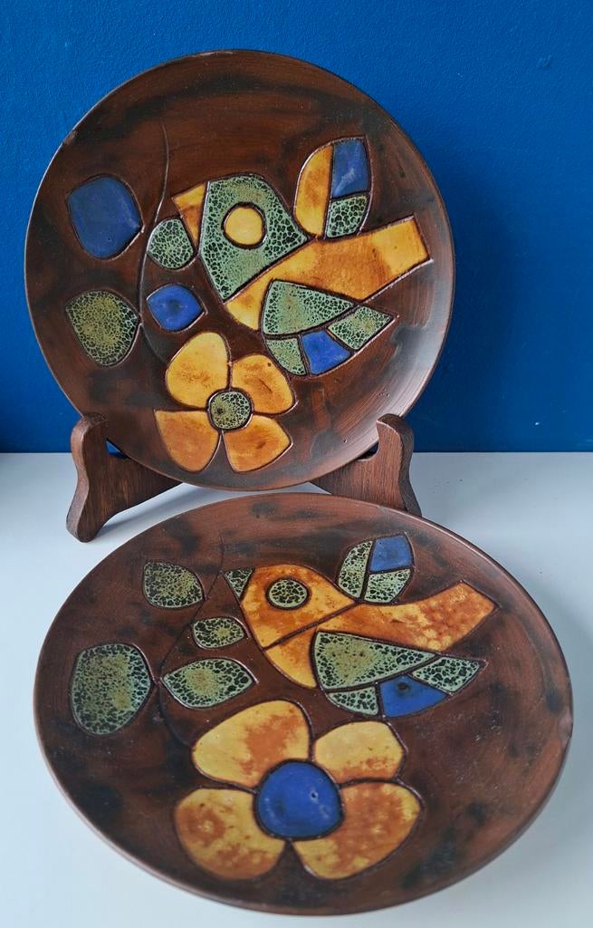 Keramieken bordjes Henk Potters/met vogel, Antiek en Kunst, Ophalen of Verzenden