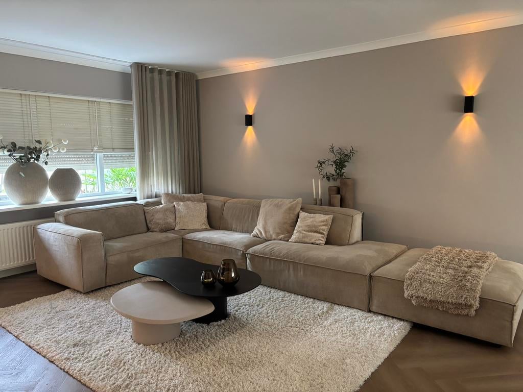 Beige grote hoekbank, Ophalen, Zo goed als nieuw, Stof