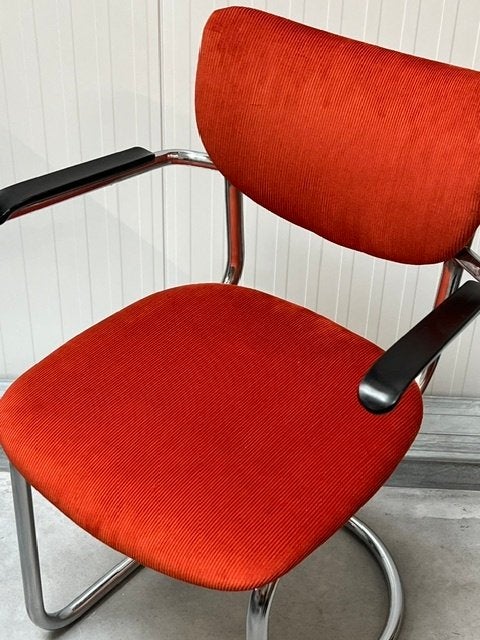 De Wit 3011 sledestoel vintage eetkamerstoel retro terra, Metaal, Gebruikt, Overige kleuren, .