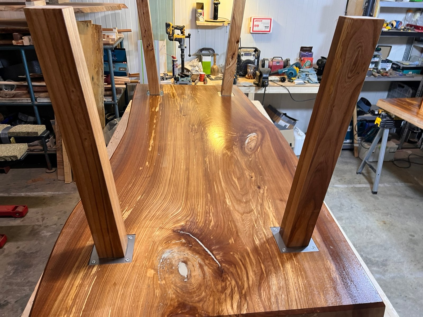 Iepen houten tafel hand gemaakt, Ophalen, 200 cm of meer, 50 tot 100 cm, Zo goed als nieuw