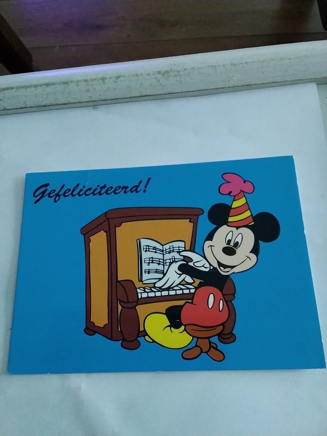 Vintage Disney Mickey Mouse Gefeliciteerd Ansichtkaart, Ophalen of Verzenden, 1980 tot heden, Ongelopen, Muziek