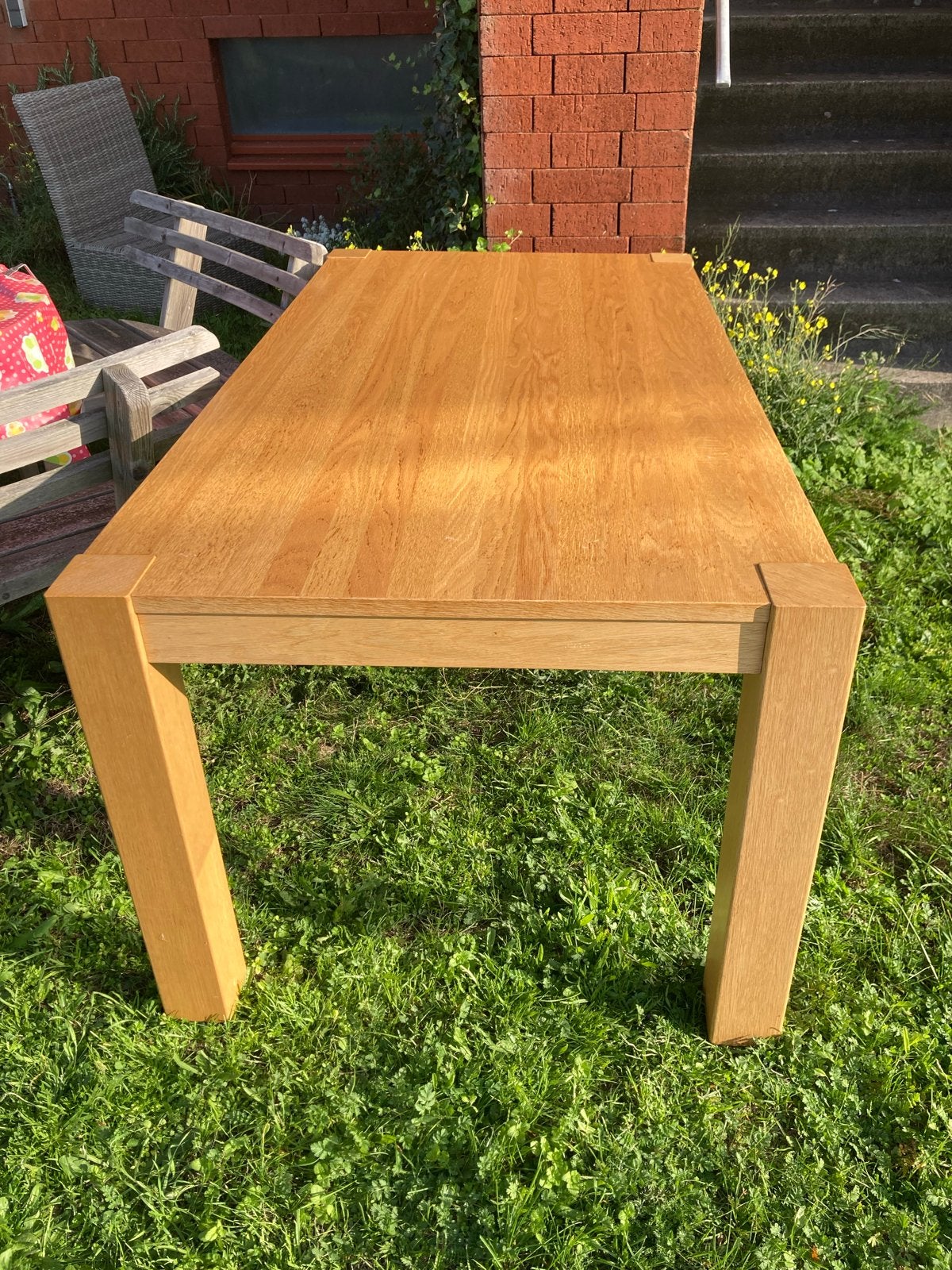 Gratis af te halen: Demontabele eettafel (180x90 cm), Gebruikt, Eikenhout, 150 tot 200 cm, Vier personen