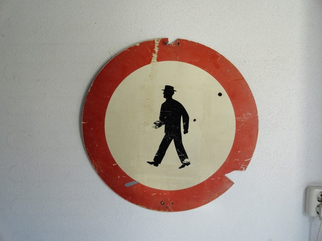 Verkeersbord, verboden voor voetgangers ouderwets bord, Ophalen of Verzenden